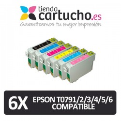 PACK 6 (ELIJA COLORES) CARTUCHOS COMPATIBLES EPSON T0791/2/3/4/5/6
