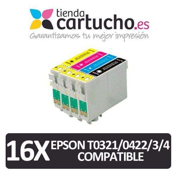PACK 16 (ELIJA COLORES) CARTUCHOS COMPATIBLES EPSON T0321/422/423/424