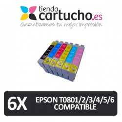 PACK 6 (ELIJA COLORES) CARTUCHOS COMPATIBLES EPSON T0801/2/3/4/5/6