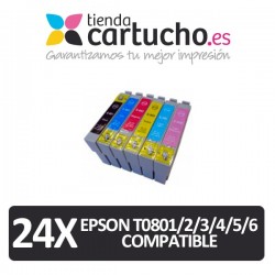 PACK 24 (ELIJA COLORES) CARTUCHOS COMPATIBLES EPSON T0801/2/3/4/5/6