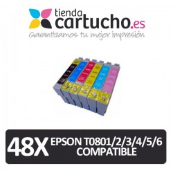 PACK 48 (ELIJA COLORES) CARTUCHOS COMPATIBLES EPSON T0801/2/3/4/5/6