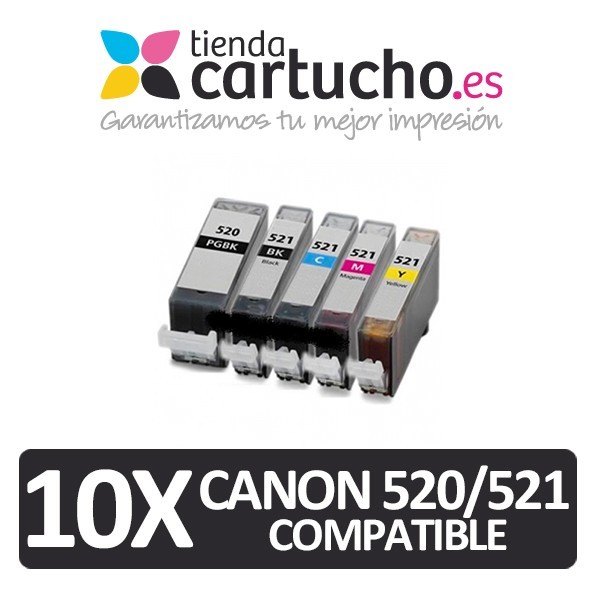 PACK 10 (ELIJA COLORES) CARTUCHOS COMPATIBLES CANON PGI-520 CLI-521