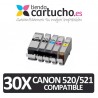 PACK 30 (ELIJA COLORES) CARTUCHOS COMPATIBLES CANON PGI-520 CLI-521