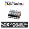 PACK 50 (ELIJA COLORES) CARTUCHOS COMPATIBLES CANON PGI-520 CLI-521