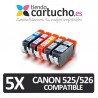 PACK 5 CANON PGI-525 CLI-526 (ELIJA COLORES) CARTUCHOS COMPATIBLES CANON PGI-525 CLI-526