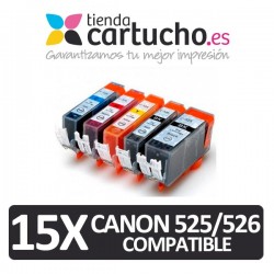 PACK 15 CANON PGI-525 CLI-526 (ELIJA COLORES) CARTUCHOS COMPATIBLES CANON PGI-525 CLI-526