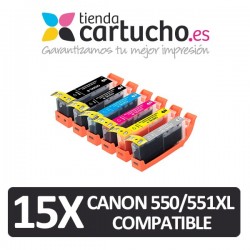 Pack 15 cartuchos compatibles Canon PGI-550XL / CLI-551XL
