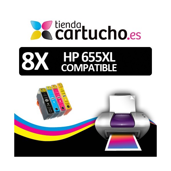 Pack 8 cartuchos (Elija colores) HP 655 XL Compatibles