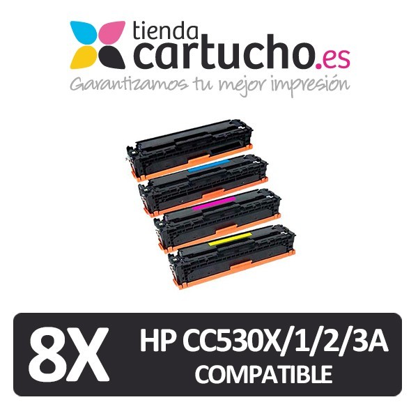 PACK 8 (ELIJA COLORES) Toner compatible HP CC530A/1A/2A/3A / Canon CRG 718