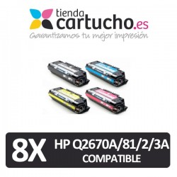 PACK 8 (ELIJA COLORES) CARTUCHOS COMPATIBLES HP Q2670A/81A/82A/83A