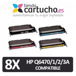 PACK 8 (ELIJA COLORES) CARTUCHOS COMPATIBLES HP Q6470A/71A/72A/73A