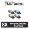 PACK 8 (ELIJA COLORES) CARTUCHOS COMPATIBLES HP Q3960A/1/2/3