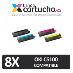 PACK 8 (ELIJA COLORES) CARTUCHOS COMPATIBLES OKI C3100/C5100/C5200