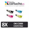 PACK 8 (ELIJA COLORES) CARTUCHOS COMPATIBLES OKI C3300/3400/3450...