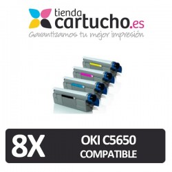 PACK 8 (ELIJA COLORES) CARTUCHOS COMPATIBLES OKI C5650/5750
