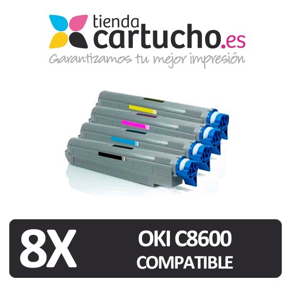 PACK 8 (ELIJA COLORES) CARTUCHOS COMPATIBLES OKI C8600/8800