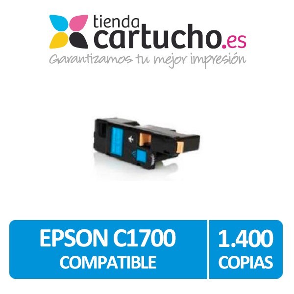 Toner CYAN EPSON C1700 compatible, sustituye al toner original EPSON C13S050613