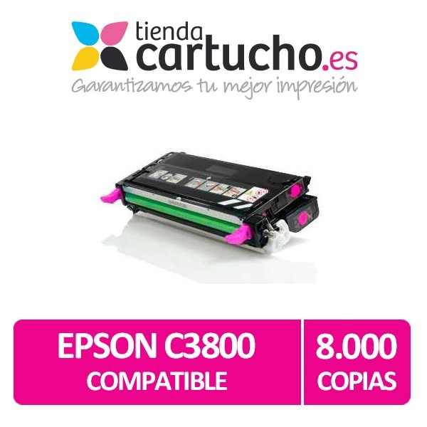 Toner magenta EPSON C3800 compatible, sustituye al toner original EPSON C13S051125