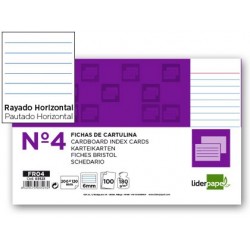 Ficha liderpapel rayada nº4 125x200mm paquete de 100 180GR FR04