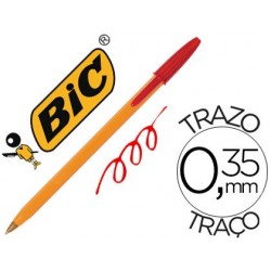 Boligrafo bic naranja rojo.