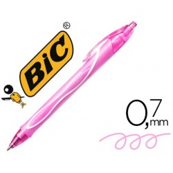 Boligrafo bic gelocity quick dry retractil tinta gel rosa punta de 0,7 mm.	