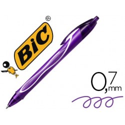 Boligrafo bic gelocity quick dry retractil tinta gel purpura punta de 0,7 mm.	