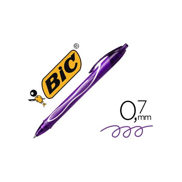 Boligrafo bic gelocity quick dry retractil tinta gel purpura punta de 0,7 mm.	