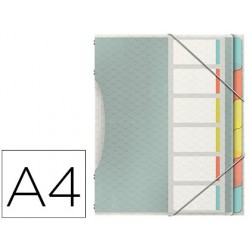 Carpeta esselte clasificadora colour ice polipropileno din a4 color transparente 6 separadores colores cierre.	