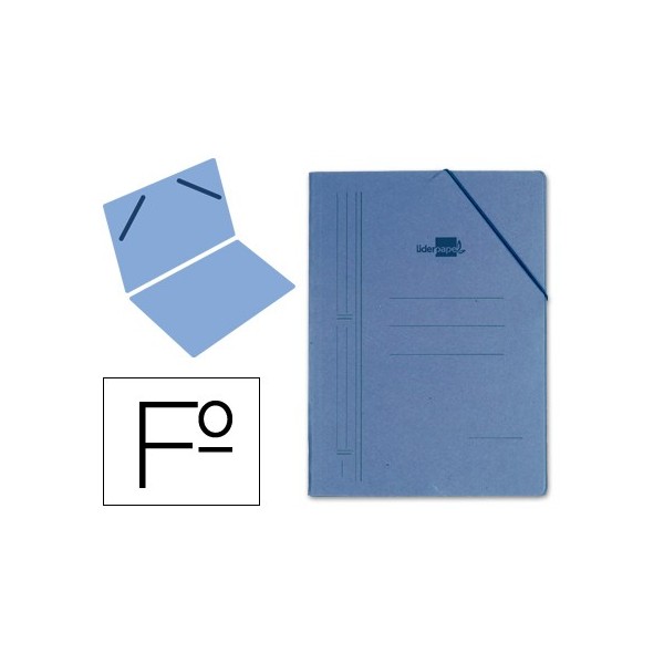 Carpeta liderpapel gomas folio sencilla carton compacto azul.	