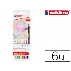 Rotulador edding punta fibra 1200 pastel punta redonda 1 mm estuche de 6 unidades colores surtidos.