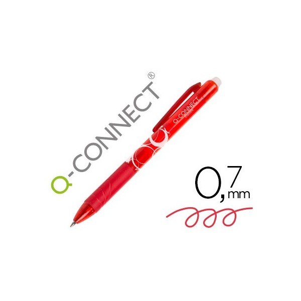 Boligrafo q-connect retractil borrable 0,7 mm color rojo
