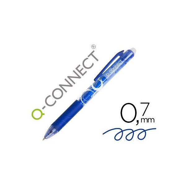 Boligrafo q-connect retractil borrable 0,7 mm color azul