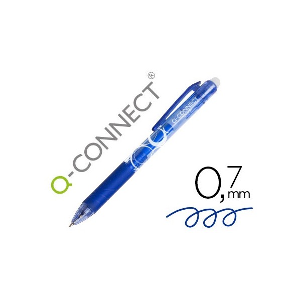 Boligrafo q-connect retractil borrable 0,7 mm color azul Boligrafo q-connect retractil borrable 0,7 mm color azul