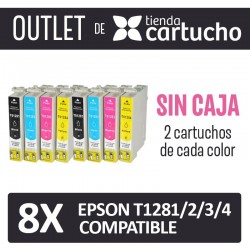 OUTLET - Pack 8 Cartuchos Compatibles Epson T1281/2/3/4 SIN CAJA