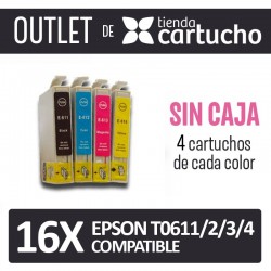 OUTLET - Pack 16 Cartuchos Compatibles Epson T0611/2/3/4 SIN CAJA