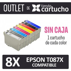 OUTLET - Pack 8 Cartuchos Compatibles Epson T0870/1/2/3/4/7/8/9 SIN CAJA