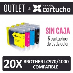 OUTLET - Pack 20 Cartuchos Compatibles Brother LC970 LC 1000 SIN CAJA