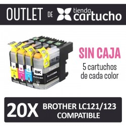 OUTLET - Pack 20 Cartuchos Compatibles Brother LC121 LC123 SIN CAJA