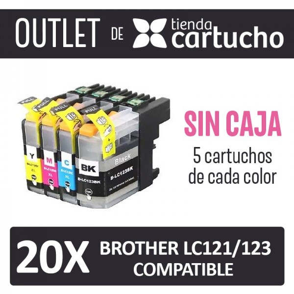 OUTLET - Pack 20 Cartuchos Compatibles Brother LC121 LC123 SIN CAJA