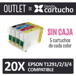 OUTLET - Pack 20 Cartuchos Compatibles Epson T1291/2/3/4 SIN CAJA