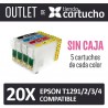 OUTLET - Pack 20 Cartuchos Compatibles Epson T1291/2/3/4 SIN CAJA
