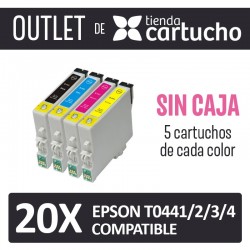 OUTLET - Pack 20 Cartuchos Compatibles Epson T0441/2/3/4 SIN CAJA