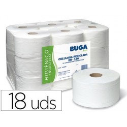 Pack 18 - Papel higiénico industrial gofrado buga reciclado 2 capas 130 m.