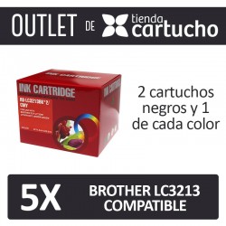 OUTLET - Pack 5 Cartuchos Compatibles Brother LC3213 SIN CAJA