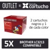 OUTLET - Pack 5 Cartuchos Compatibles Brother LC3213 SIN CAJA