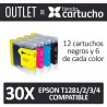 OUTLET - Pack 16 Cartuchos Compatibles Epson T1281/2/3/4 SIN CAJA