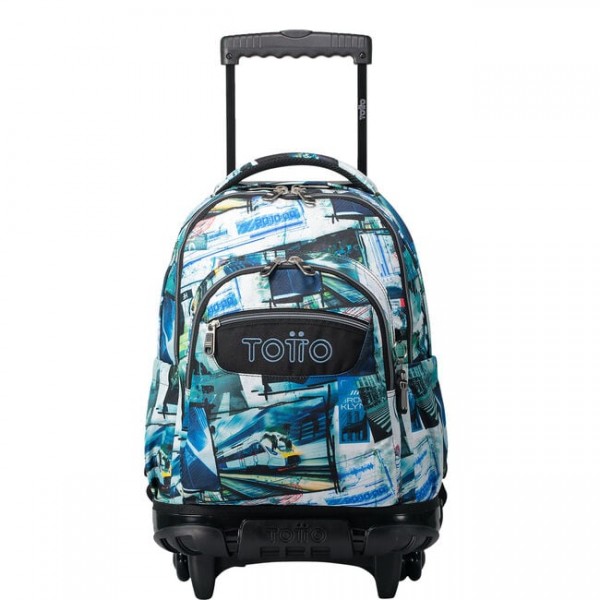 Mochila escolar con ruedas postales y casetes - Totto Renglones