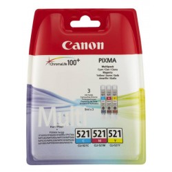 Canon CLI-521 C/M/Y colores PACK 3 cartuchos de tinta original.