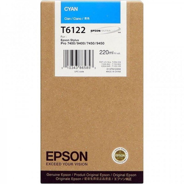 Original - Epson T6122 Cyan Cartucho de Tinta - C13T612200