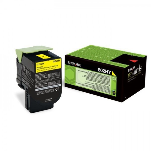 Original - Lexmark CX410/CX510 Amarillo Cartucho de Toner - 80C2HY0/80C2HYE/802HY